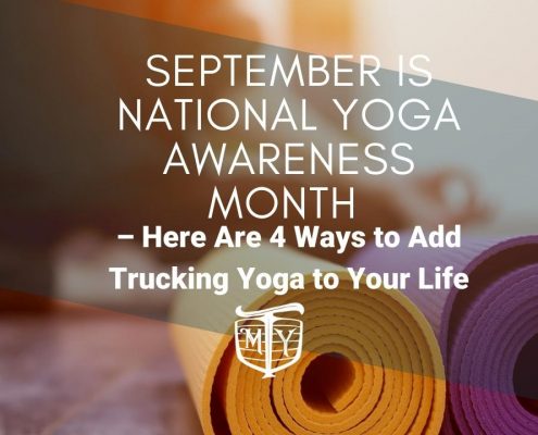 September Is National Yoga Awareness Month – Here Are 4 Ways to Add Trucking Yoga to Your Life mother trucker yoga blog cover image National Yoga Awareness Month
